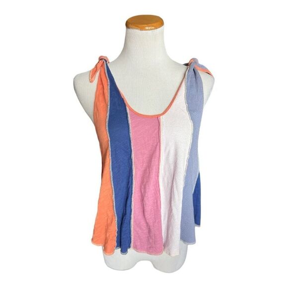 Womens We the Free by Free People Textured Color Block Tie Shoulder Tank Top - S - Picture 2 of 4